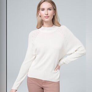 New White House Black Market Cashmere Blend Studded Sweater